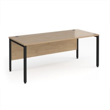 Maestro 25 straight desk 1800mm x 800mm - black bench leg frame Kendal Oak Top - MB18KKO