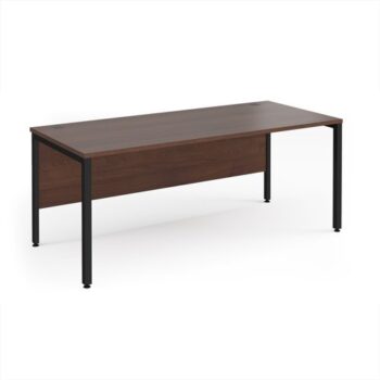 Maestro 25 straight desk 1800mm x 800mm - black bench leg frame Walnut top - MB18KW