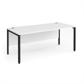 Maestro 25 straight desk 1800mm x 800mm - black bench leg frame White Top - MB18KWH