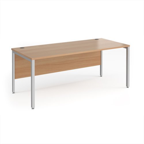 Maestro 25 straight desk 1800mm x 800mm - silver bench leg frame Beech top - MB18SB