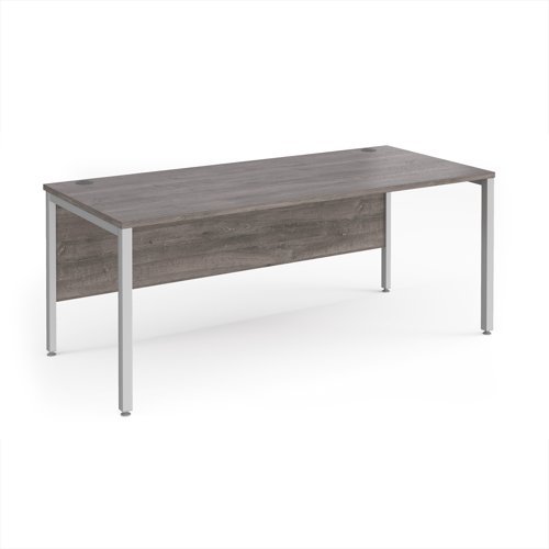 Maestro 25 straight desk 1800mm x 800mm - silver bench leg frame Grey Oak Top - MB18SGO