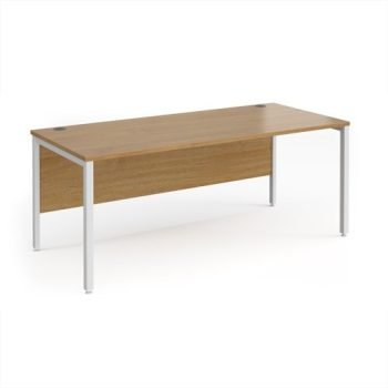 Maestro 25 straight desk 1800mm x 800mm - white bench leg frame Oak Top - MB18WHO