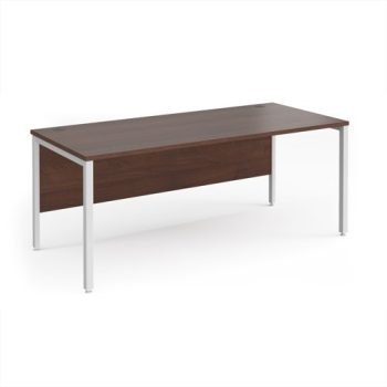 Maestro 25 straight desk 1800mm x 800mm - white bench leg frame Walnut top - MB18WHW