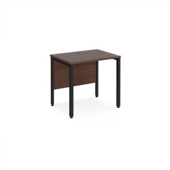 Maestro 25 straight desk 800mm x 600mm - black bench leg frame Walnut top - MB608KW