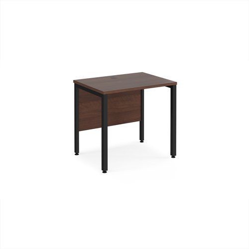 Maestro 25 straight desk 800mm x 600mm - black bench leg frame Walnut top - MB608KW