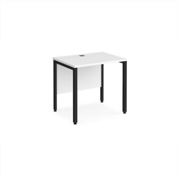 Maestro 25 straight desk 800mm x 600mm - black bench leg frame White Top - MB608KWH