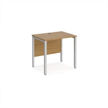 Maestro 25 straight desk 800mm x 600mm - silver bench leg frame Oak Top - MB608SO