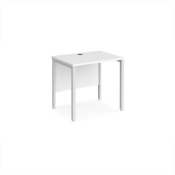 Maestro 25 straight desk 800mm x 600mm - white bench leg frame White Top - MB608WHWH