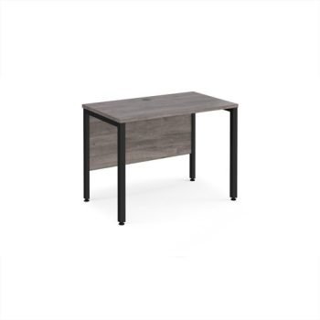 Maestro 25 straight desk 1000mm x 600mm - black bench leg frame Grey Oak Top - MB610KGO
