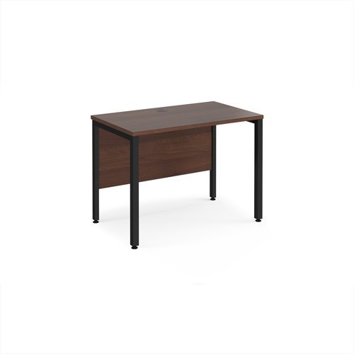 Maestro 25 straight desk 1000mm x 600mm - black bench leg frame Walnut top - MB610KW