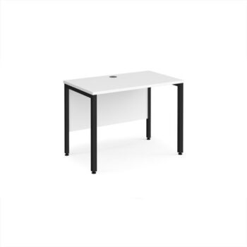 Maestro 25 straight desk 1000mm x 600mm - black bench leg frame White Top - MB610KWH