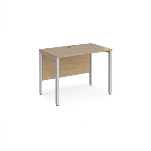 Maestro 25 straight desk 1000mm x 600mm - silver bench leg frame Kendal Oak Top - MB610SKO
