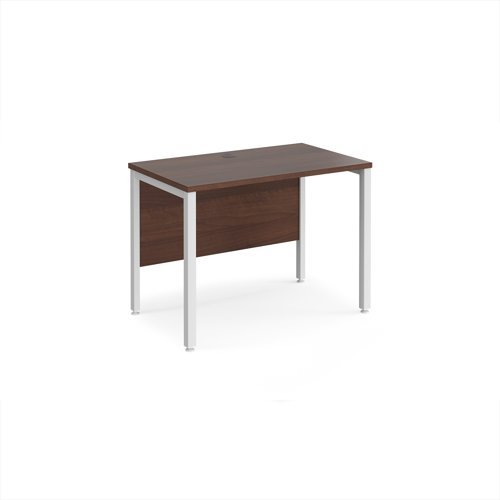 Maestro 25 straight desk 1000mm x 600mm - white bench leg frame Walnut top - MB610WHW