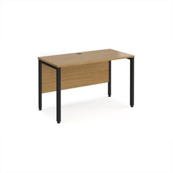 Maestro 25 straight desk 1200mm x 600mm - black bench leg frame Oak Top - MB612KO