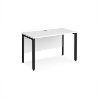 Maestro 25 straight desk 1200mm x 600mm - black bench leg frame White Top - MB612KWH