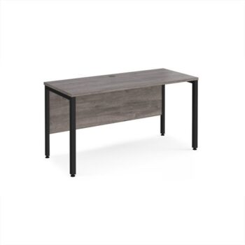 Maestro 25 straight desk 1400mm x 600mm - black bench leg frame Grey Oak Top - MB614KGO