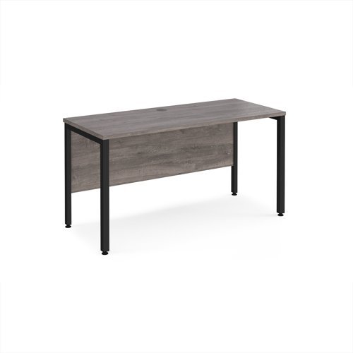 Maestro 25 straight desk 1400mm x 600mm - black bench leg frame Grey Oak Top - MB614KGO