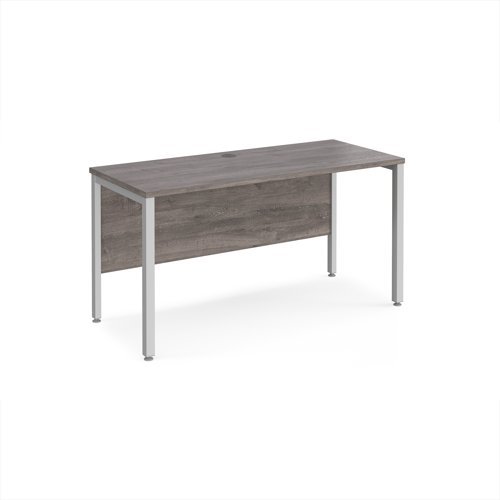 Maestro 25 straight desk 1400mm x 600mm - silver bench leg frame Grey Oak Top - MB614SGO