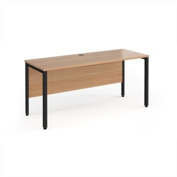 Maestro 25 straight desk 1600mm x 600mm - black bench leg frame Beech top - MB616KB