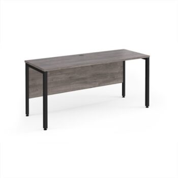 Maestro 25 straight desk 1600mm x 600mm - black bench leg frame Grey Oak Top - MB616KGO