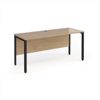 Maestro 25 straight desk 1600mm x 600mm - black bench leg frame Kendal Oak Top - MB616KKO