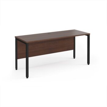 Maestro 25 straight desk 1600mm x 600mm - black bench leg frame Walnut top - MB616KW