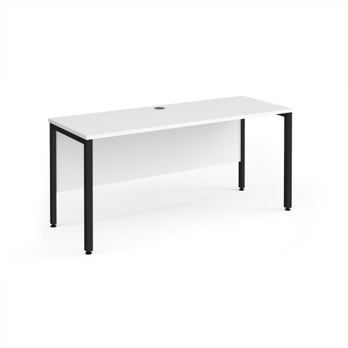 Maestro 25 straight desk 1600mm x 600mm - black bench leg frame White Top - MB616KWH