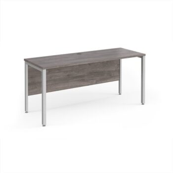 Maestro 25 straight desk 1600mm x 600mm - silver bench leg frame Grey Oak Top - MB616SGO