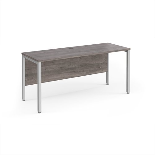 Maestro 25 straight desk 1600mm x 600mm - silver bench leg frame Grey Oak Top - MB616SGO