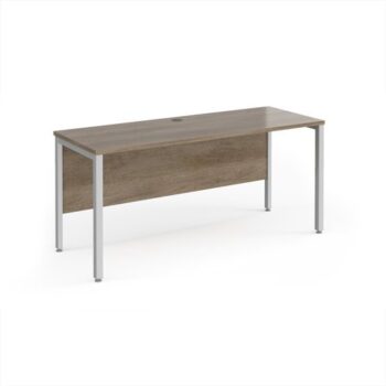 Maestro 25 straight desk 1600mm x 600mm - silver bench leg frame Nebraska Oak Top - MB616SNO