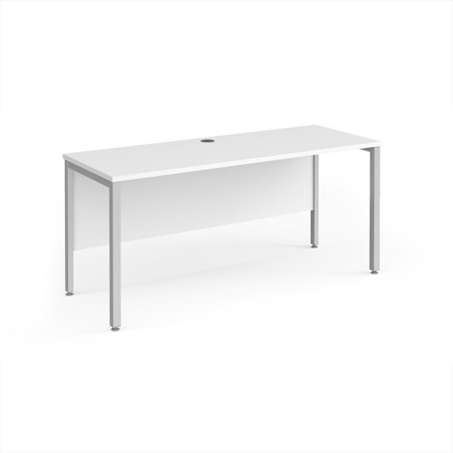 Maestro 25 straight desk 1600mm x 600mm - silver bench leg frame White Top - MB616SWH