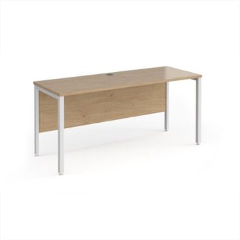 Maestro 25 straight desk 1600mm x 600mm - white bench leg frame Kendal Oak Top - MB616WHKO