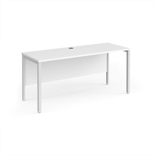 Maestro 25 straight desk 1600mm x 600mm - white bench leg frame White Top - MB616WHWH