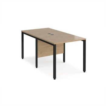 Maestro 25 back to back straight desks 800mm x 1600mm - black bench leg frame Kendal Oak Top - MB816BKKO