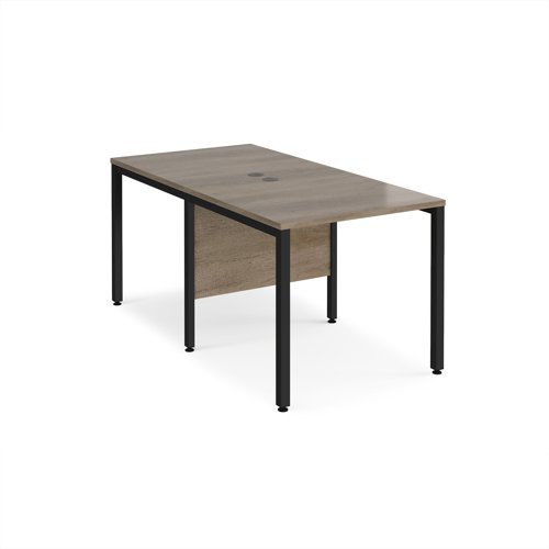 Maestro 25 back to back straight desks 800mm x 1600mm - black bench leg frame Nebraska Oak Top - MB816BKNO