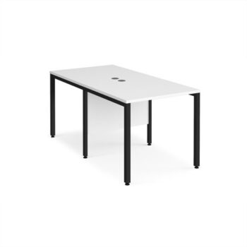 Maestro 25 back to back straight desks 800mm x 1600mm - black bench leg frame White Top - MB816BKWH