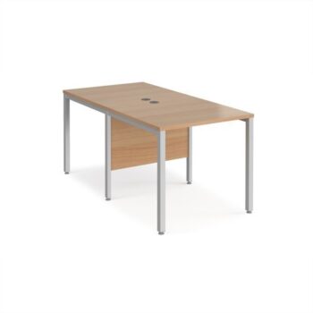 Maestro 25 back to back straight desks 800mm x 1600mm - silver bench leg frame Beech top - MB816BSB