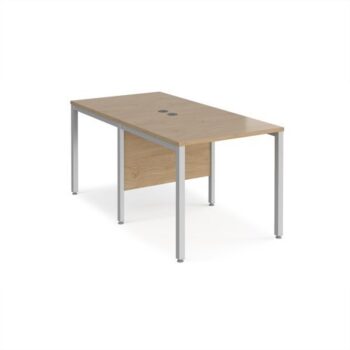Maestro 25 back to back straight desks 800mm x 1600mm - silver bench leg frame Kendal Oak Top - MB816BSKO