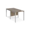 Maestro 25 back to back straight desks 800mm x 1600mm - silver bench leg frame Nebraska Oak Top - MB816BSNO