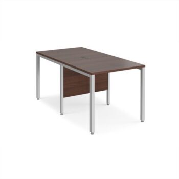Maestro 25 back to back straight desks 800mm x 1600mm - silver bench leg frame Walnut top - MB816BSW