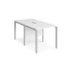 Maestro 25 back to back straight desks 800mm x 1600mm - silver bench leg frame White Top - MB816BSWH