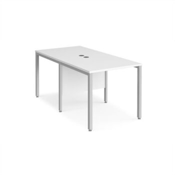 Maestro 25 back to back straight desks 800mm x 1600mm - silver bench leg frame White Top - MB816BSWH