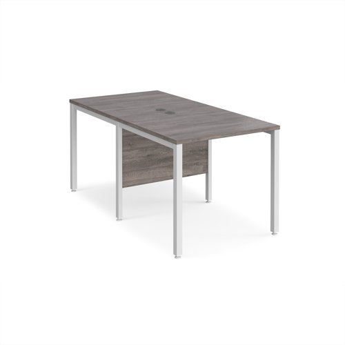 Maestro 25 back to back straight desks 800mm x 1600mm - white bench leg frame Grey Oak Top - MB816BWHGO