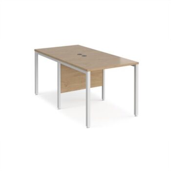 Maestro 25 back to back straight desks 800mm x 1600mm - white bench leg frame Kendal Oak Top - MB816BWHKO