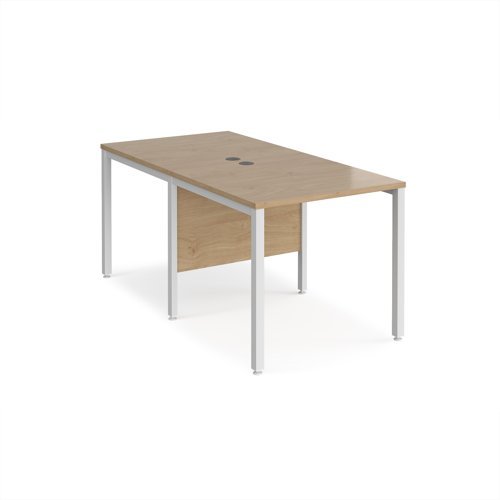 Maestro 25 back to back straight desks 800mm x 1600mm - white bench leg frame Kendal Oak Top - MB816BWHKO