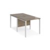 Maestro 25 back to back straight desks 800mm x 1600mm - white bench leg frame Nebraska Oak Top - MB816BWHNO