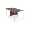 Maestro 25 back to back straight desks 800mm x 1600mm - white bench leg frame Walnut top - MB816BWHW