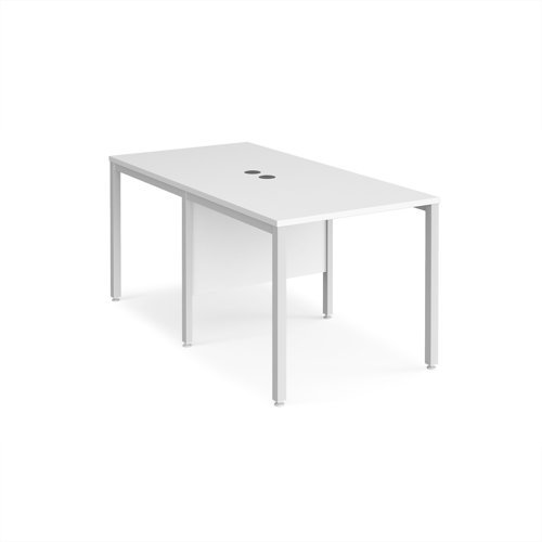 Maestro 25 back to back straight desks 800mm x 1600mm - white bench leg frame White Top - MB816BWHWH