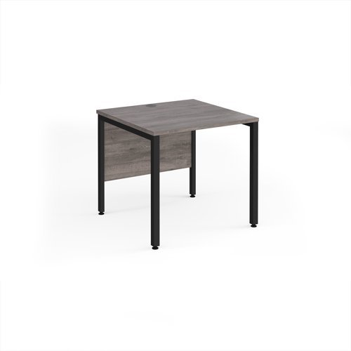 Maestro 25 straight desk 800mm x 800mm - black bench leg frame Grey Oak Top - MB8KGO