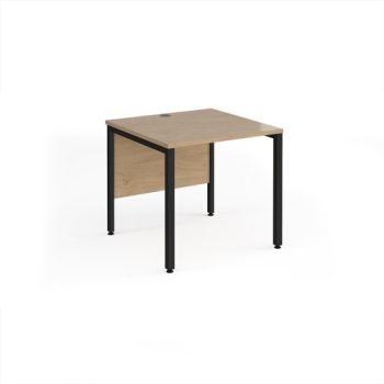 Maestro 25 straight desk 800mm x 800mm - black bench leg frame Kendal Oak Top - MB8KKO